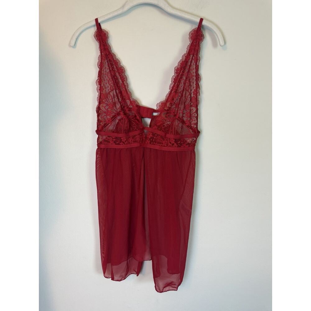 NEW Etam Paris French Lingerie La Chamade Nuisette Red Lace Babydoll Chemise S